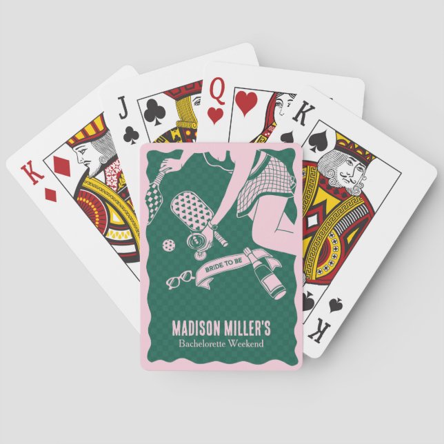 Modern Pickleball & Prosecco Bachelorette Weekend  Poker Cards (Back)