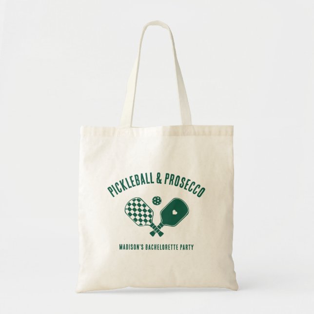 Modern Pickleball & Prosecco Bachelorette Weekend Tote Bag (Front)