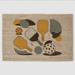 Modern Pickleball Rug Graphic Paddle Welcome