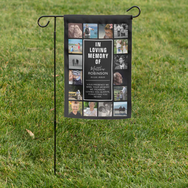 Modern Picture Collage In Loving Memory Memorial Garden Flag | Zazzle