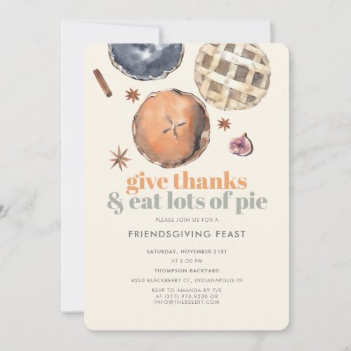Modern Pie Friendsgiving Dinner Feats Party Invitation