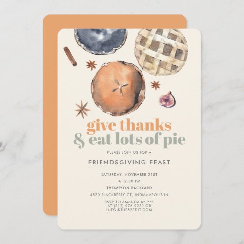 Modern Pie Friendsgiving Dinner Feats Party Invitation