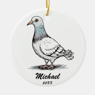 Modern Pigeon Christmas Personalized Ceramic Ornament