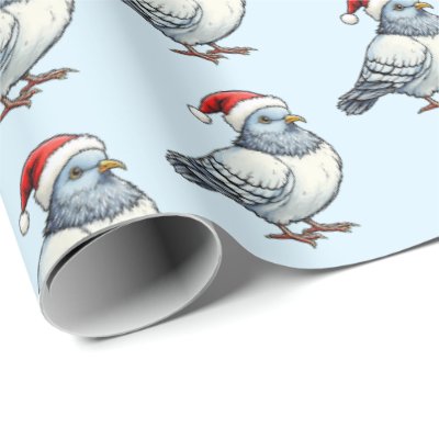 Modern Pigeon Santa Claus Christmas Wrapping Paper