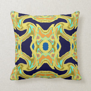 Modern Pillow-Navy,Yellow,Orange,Green,Blue Throw Pillow