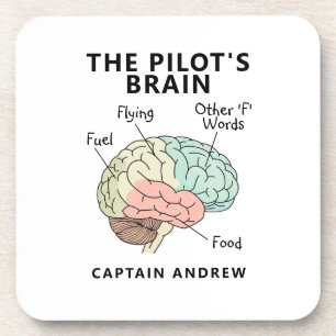 Modern Pilot Name   Funny Aviation Beverage Coaster