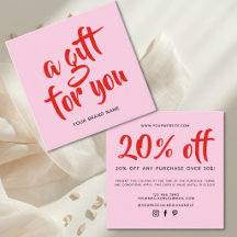 Modern pin red script coupon discount card