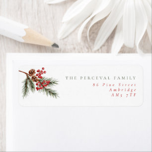 Modern Pine Branch Family Return Address Label