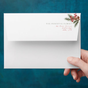 Modern Pine Branch Holiday Envelope