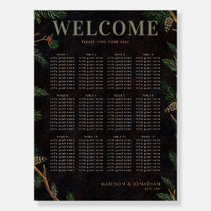 Modern Pine Cone Christmas Wedding Seating Chart Foam Board