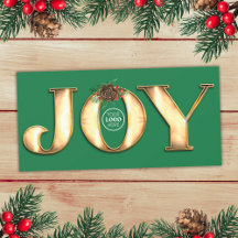 Modern Pine Green And Gold Metal Joy Business Logo