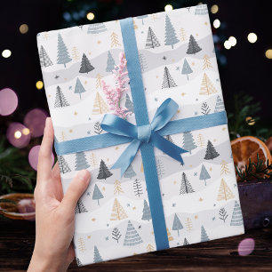 Modern Pine Tree Elegant Pattern Christmas Wrapping Paper