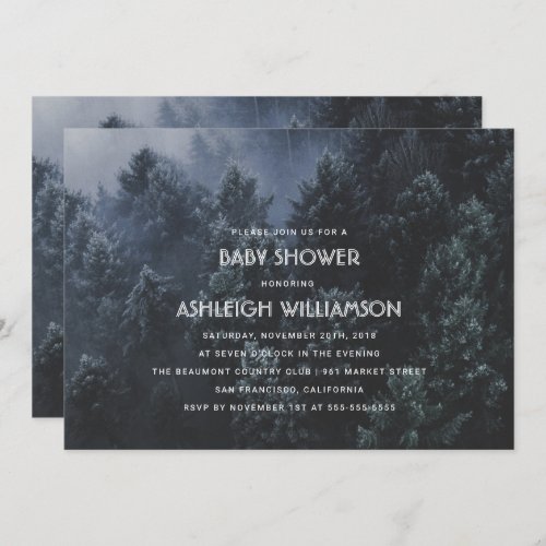 Modern Pine Tree Forest Baby Shower Invitation - Create your own Modern Pine Tree Forest Baby Shower invitations with these easy-to-use templates designed by Eugene Designs.