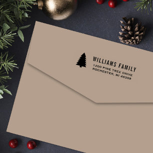 Modern Pine Tree Holiday Return Address Self-inking Stamp