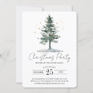 Modern Pine Tree Script Christmas Party Invitation
