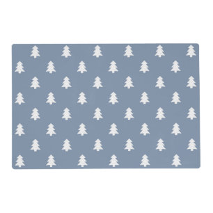 Modern Pine Trees Boho Farmhouse Winter Blue Placemat