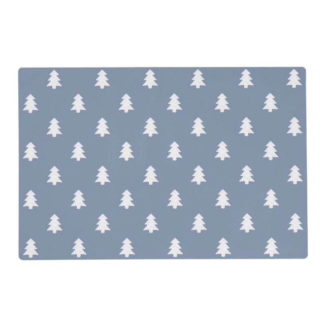 Modern Pine Trees Boho Farmhouse Winter Blue Placemat (Front)