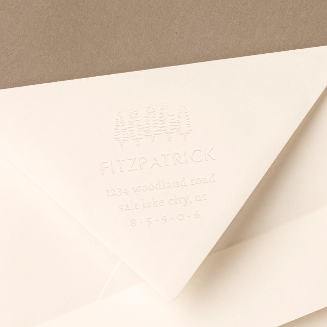 Modern Pine Trees Family Name Return Address Embosser (Creator Uploaded)