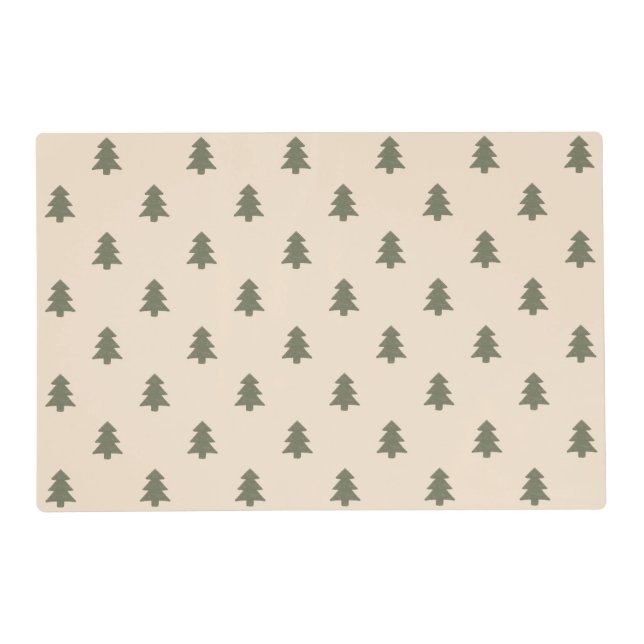Modern Pine Trees Neutral Boho Farmhouse Winter Placemat (Front)
