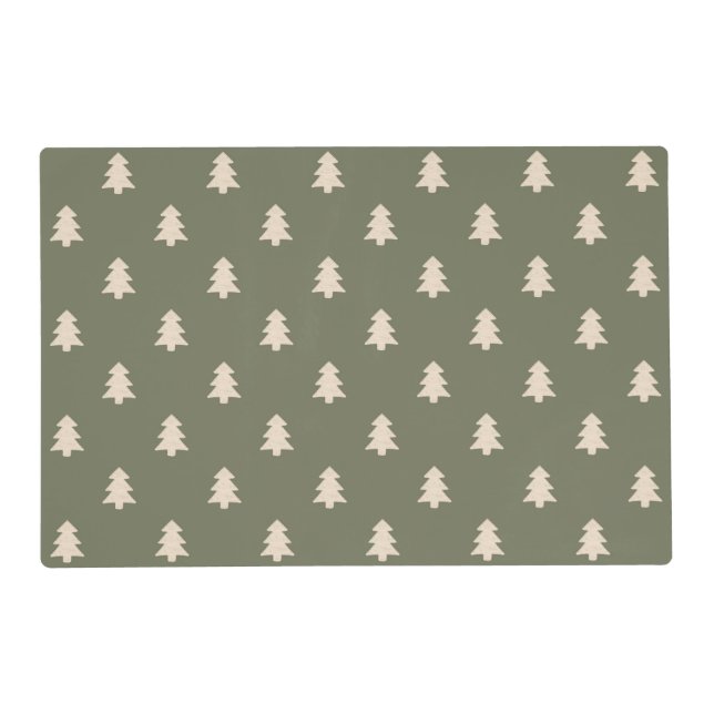 Modern Pine Trees Neutral Boho Farmhouse Winter Placemat (Front)
