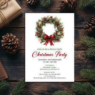 Modern Pine Wreath Christmas Party Editable Invitation
