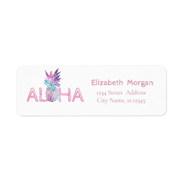 Alloha Label Modern Pineapple,Aloha, Label | Zazzle
