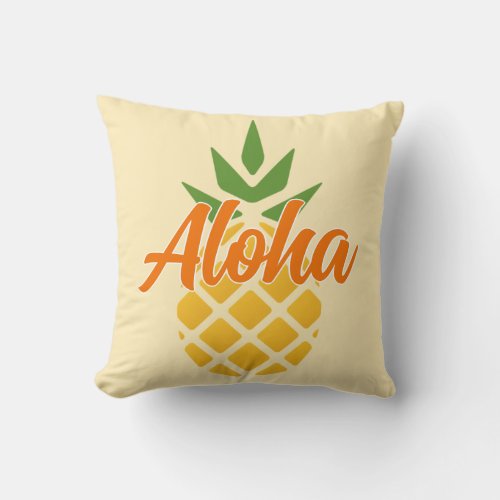 Modern Pineapple Aloha Yellow Orange Throw Pillow