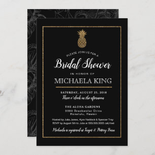 Modern Pineapple Bridal Shower Invitation, Gold Invitation