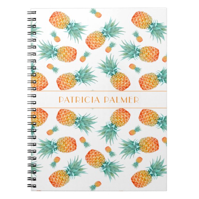Modern Pineapple Fruit Pattern Notebook (Front)