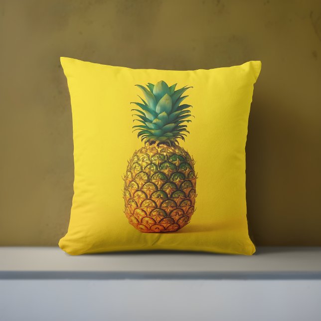 Modern Pineapple Yellow Outdoor Pillow | Tropical (Pineapple Yellow Pillow: Trendy Artistic Accent for Summer Vibes! 🍍☀️)