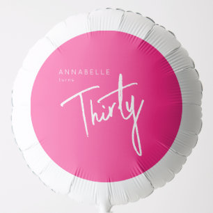 Modern Pink 30th Thirty Thirtieth birthday party Balloon