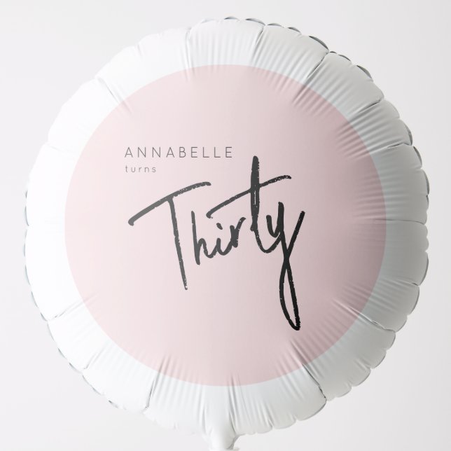 Modern Pink 30th Thirty Thirtieth birthday party Balloon (Front)