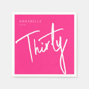 Modern Pink 30th Thirty Thirtieth birthday party Napkins