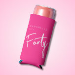 Modern Pink 40th Forty Fortieth birthday Seltzer Can Cooler<br><div class="desc">Custom can coolers for 40th birthday party celebrations.  Customize with your own name. Colors can be edited in the design tool. Please use the message me button below for help with further customization and special requests.  © Zoe Chapman Design</div>