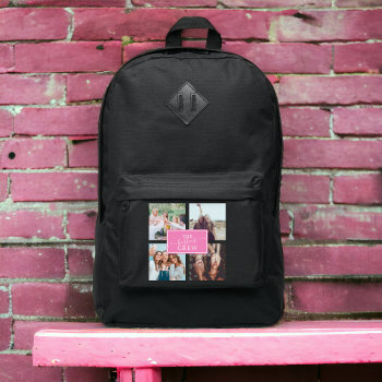 Modern Pink 4 Photo Collage Grid Besties Crew Port Authority® Backpack by girly_trend at Zazzle