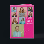 Modern Pink 8 Photo Collage 18th Birthday Card<br><div class="desc">Celebrate a milestone birthday with a modern and elegant eight-photo collage. This design captures cherished memories and adds a personal touch to an 18th birthday celebration,  making it a keepsake to treasure.</div>