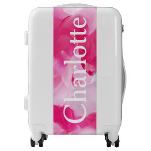 Modern Pink Abstract Brushstroke Personalized Name Luggage