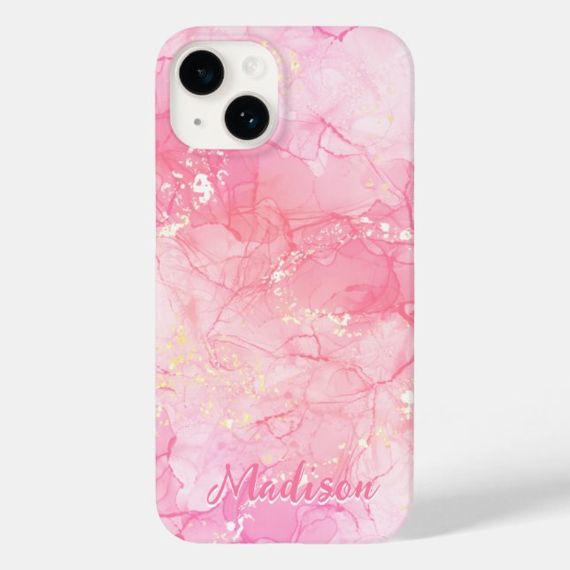 Modern Pink Abstract Personalized    Case-Mate iPhone Case (Back)