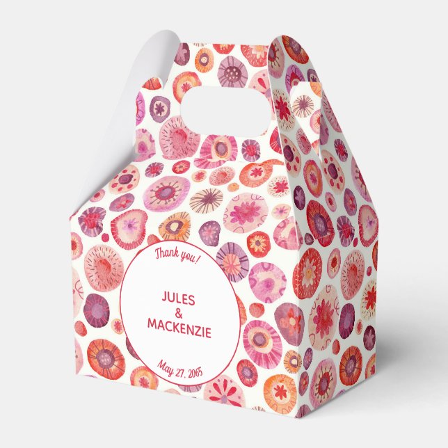 Modern Pink Abstract Wedding Favor Boxes (Front Side)