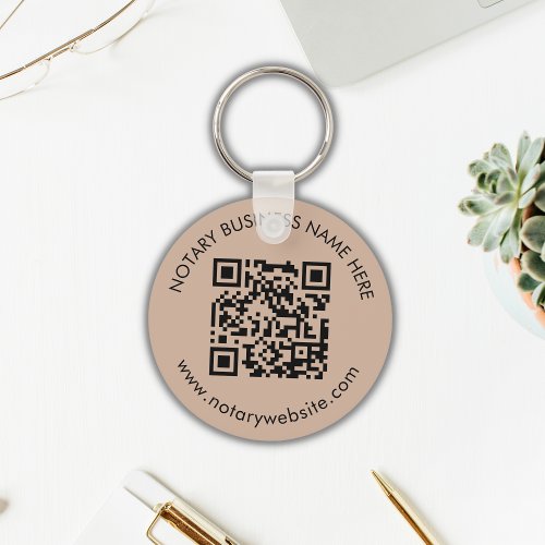 Modern Pink Add QR Code Budget Promotion Notary  Keychain