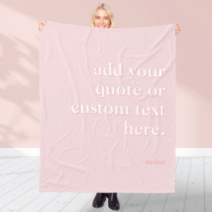 Modern Pink Add Your Own Quote Fleece Blanket