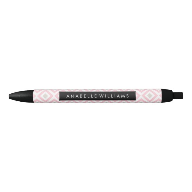 Modern Pink and Beige Geometric Pattern Pen (Front)