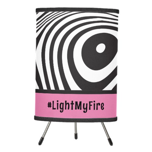 Modern Pink and Black Abstract Dorm Room Tripod Lamp