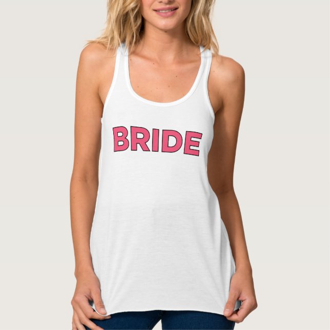 Modern Pink and Black Bride Women's Wedding Day Tank Top (Front)