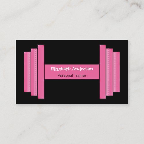 Modern Pink And Black Personal Trainer Business Card Template