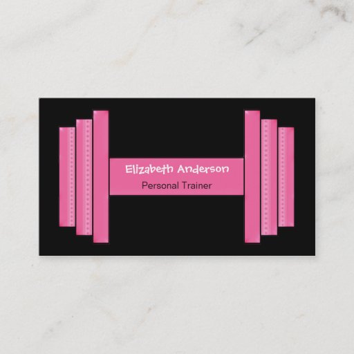 Customizable Modern Pink And Black Personal Trainer Business Card Template