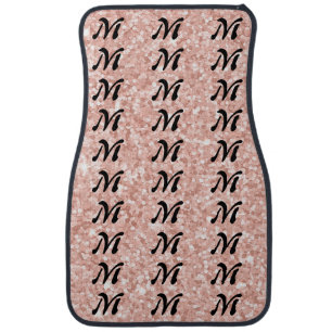 Modern Pink And Black Personalized Monogram Front Car Floor Mat