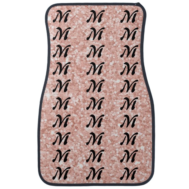 Modern Pink And Black Personalized Monogram Front  Car Floor Mat (Front)