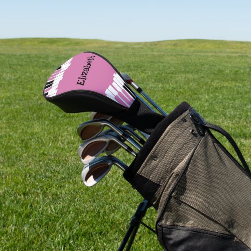 Modern Pink and Black Piano Keys Custom Golf Head Cover