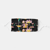 Modern Pink And Black Wildflower Adult Cloth Face Mask (Front, Folded)